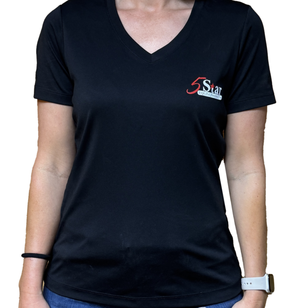 5 Star Black V-Neck Jersey T-Shirt