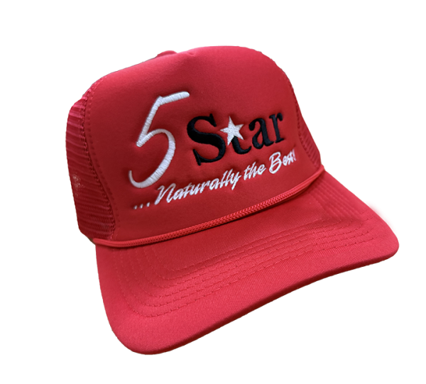 5 Star Embroidery Logo Cap - Red