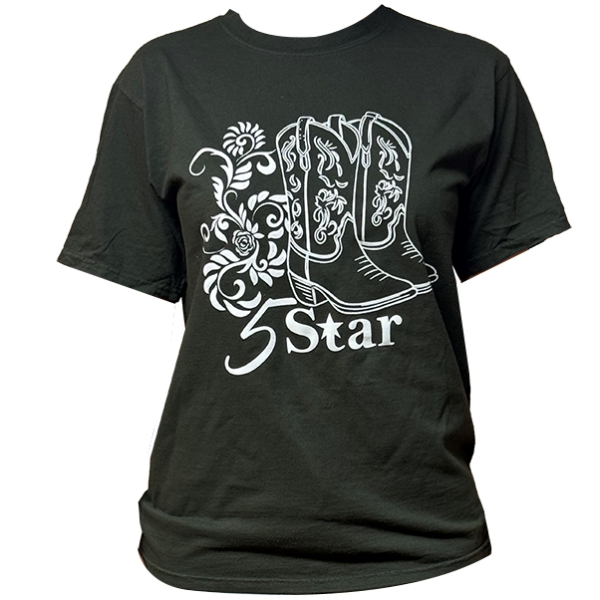 5 Star Reactive Black Cowgirl Boots T-shirt