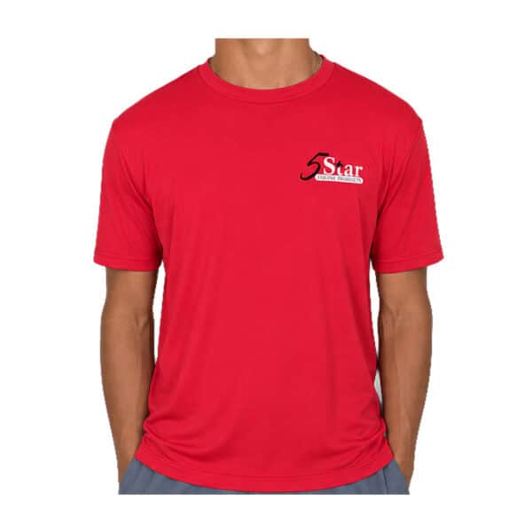 5 Star Red Performance Men's Crew Neck T-Shirt