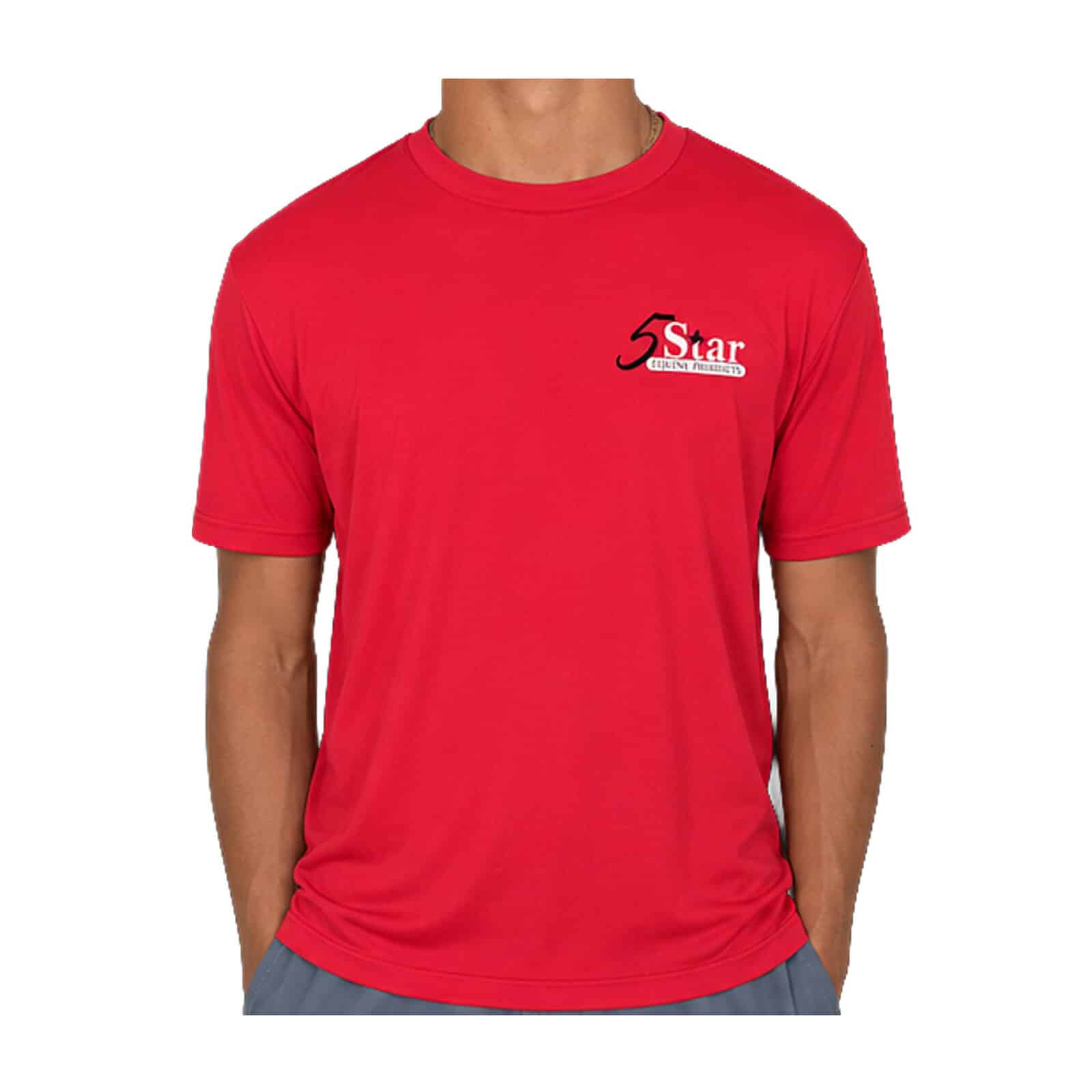 5 Star Red Performance Men's Crew Neck T-Shirt - 1