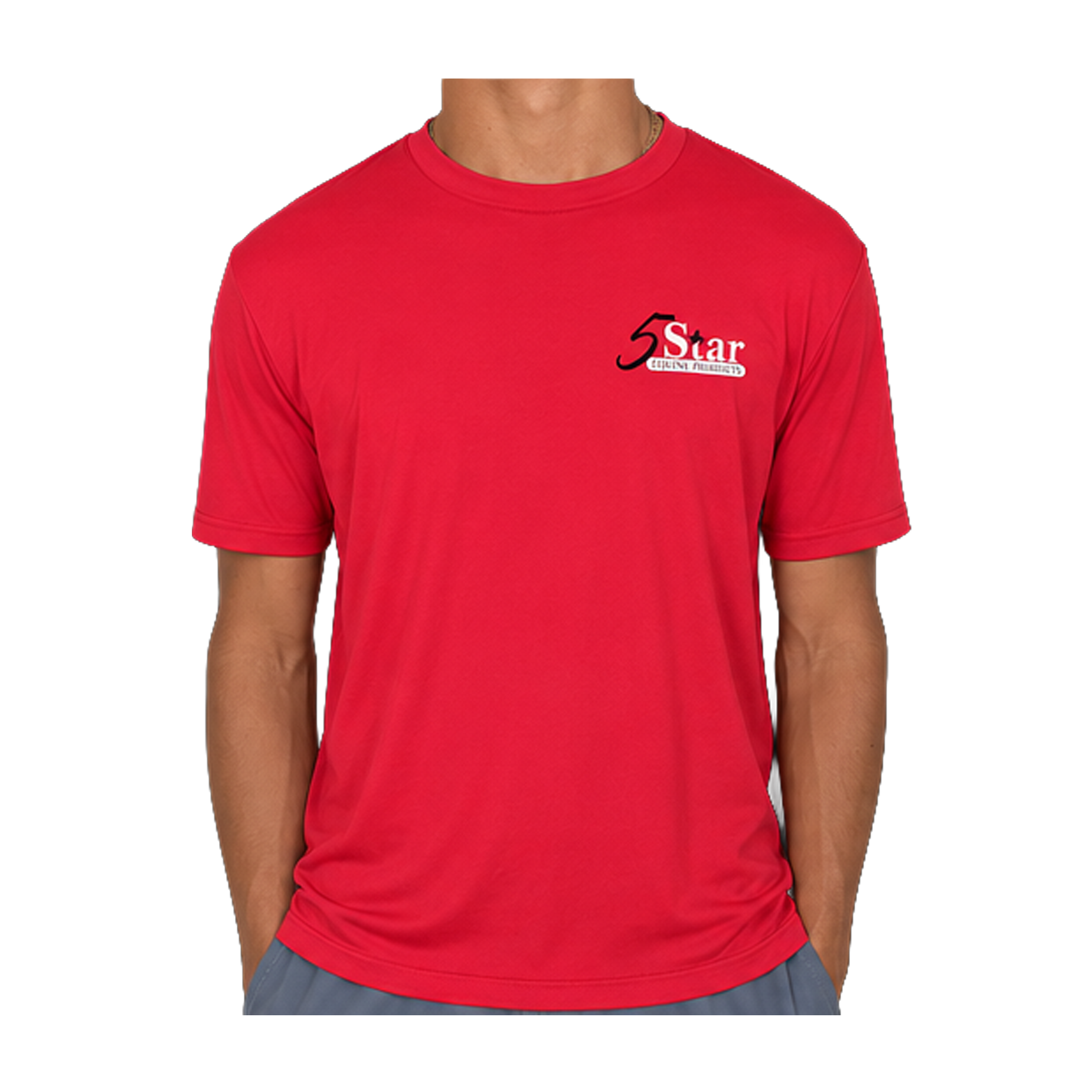 5 Star Red Performance Crew-Neck T-Shirt 5 Star Red Performance Men's Crew Neck T-Shirt - 1