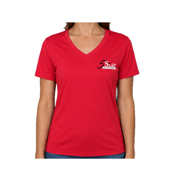 5 Star Red Performance V-Neck T-Shirt