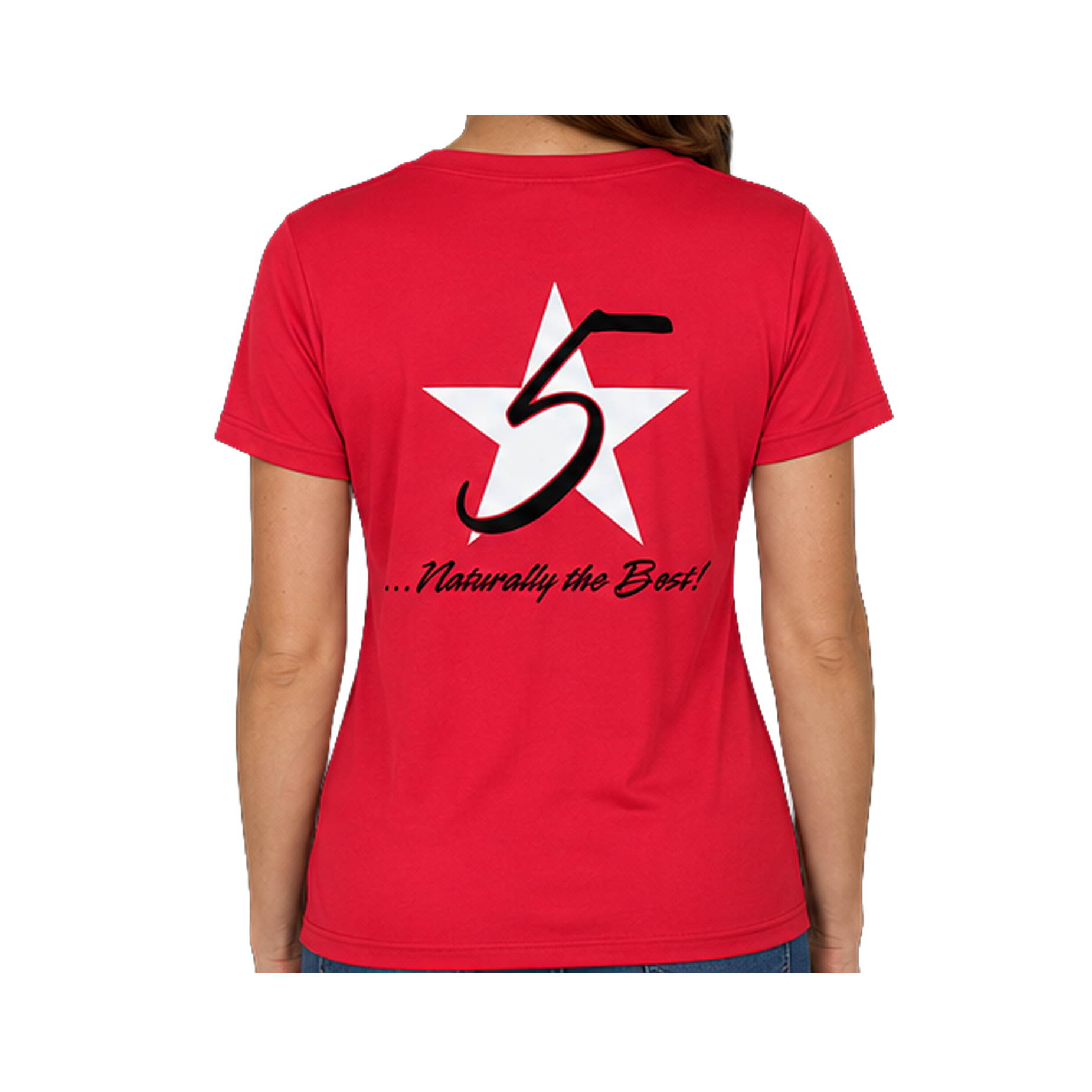5 Star Red Performance V-Neck T-Shirt Back 5 Star Red Performance V-Neck T-Shirt - 2