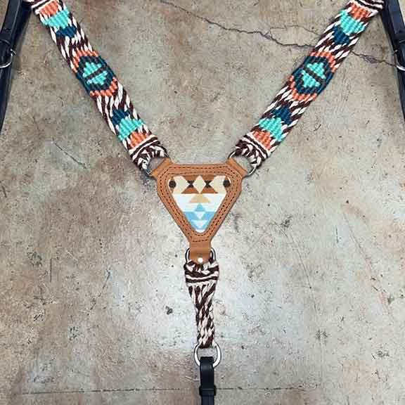 Gladiator Breast Collar made with Rancho Arroyo Aqua Pendleton fabric®