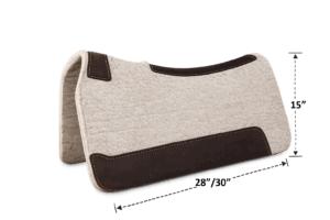 28-inch Barrel Racer and 30-inch All Around saddle pad size comparison